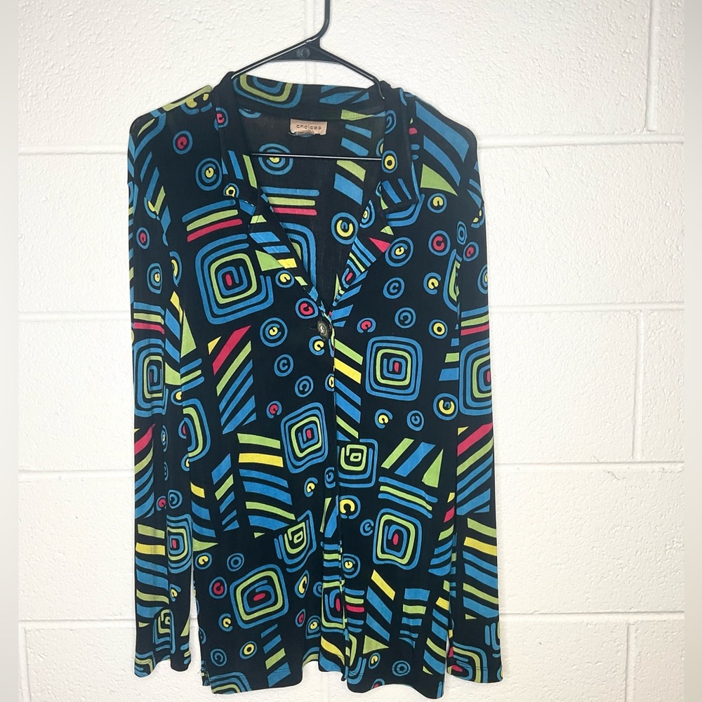 < Vintage Choices 70’s Style Colorful Geometric P… - image 1